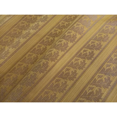 ATLASZ ARANY LEVÉL 280cm - csíkos és levél mintás brokát sötétítő függöny anyag