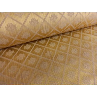 ATLASZ  ARANY  280cm - rombusz és levél mintás brokát anyag