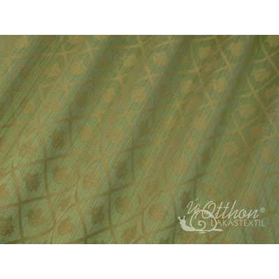 ATLASZ TULIP ZÖLD - rombusz és levél mintás brokát sötétítő függöny anyag