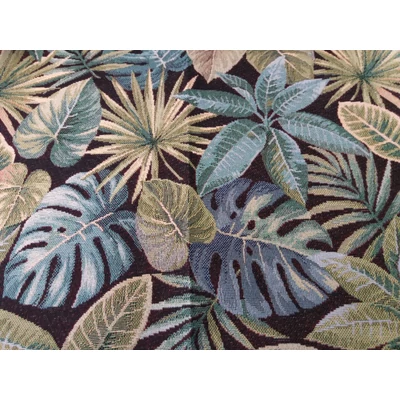 JUNGLE fekete alapon lapuleveles bútorszövet