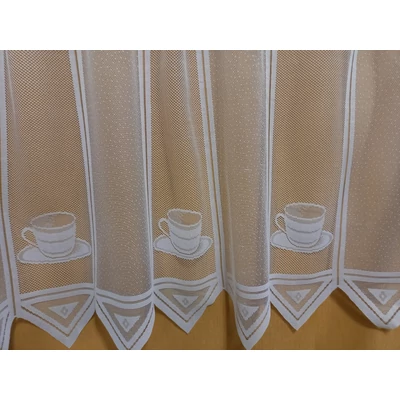 FEHÉR KÁVÉSCSÉSZE MINTÁS VITRÁZS FÜGGÖNY 60cm