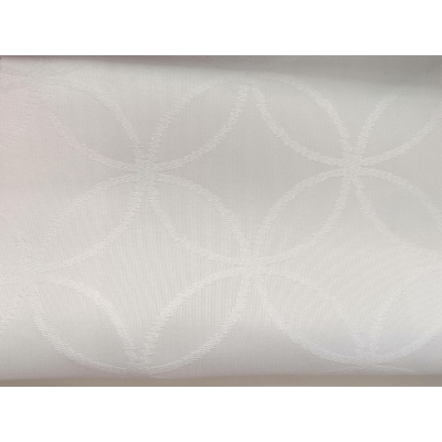 Fehér vízlepergető körvirág mintás damaszt abrosz anyag - 300cm