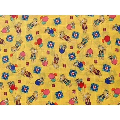 Sárga alapon színes macis lufis gyerek vászon