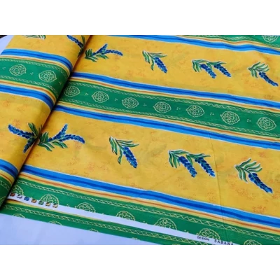 Sárga zöld csíkos levendulás vászon 280cm