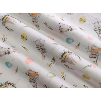 Bonbon - világos alapon húsvéti nyuszi mintás loneta vászon