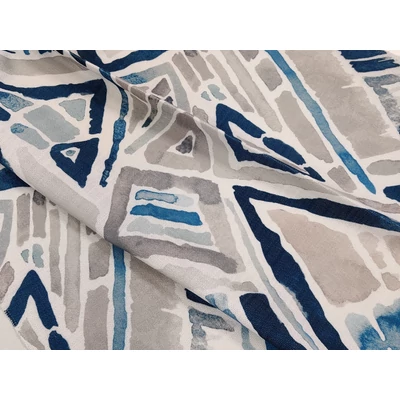 COMO Kék - fehér alapon kék geometriai mintás dekor