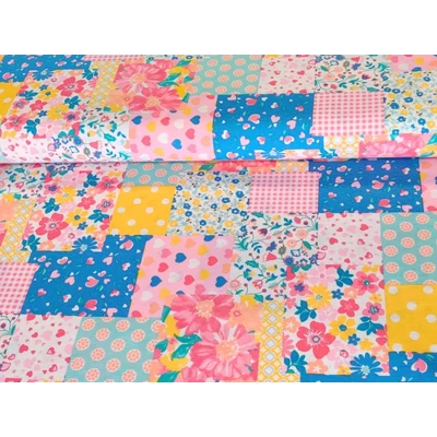 Juliska - pink kék sárga mintás dekorvászon