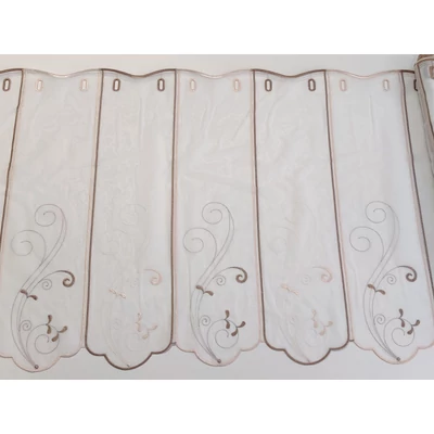 60cm vitrázsfüggöny - barna és ekrü hímzéssel