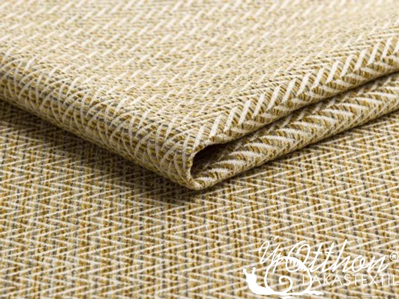 Chevron mustár-zöld bútorszövet