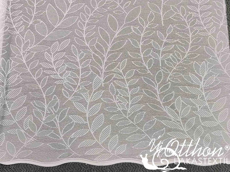 220cm ekrü levél mintás bordűrös jacquard