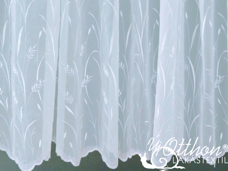 Cortina fehér hímzett levél bordűrös fényáteresztő függöny